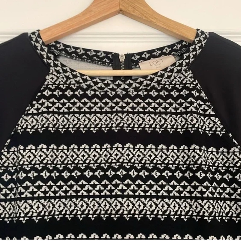 LOFT Black and White Patterned Sweater Dress